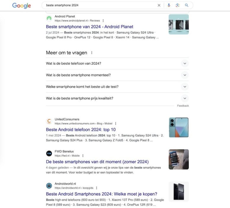 Zoekintentie beste smartphone 2024